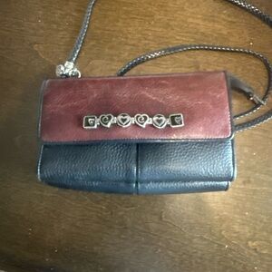 Brighton Two-Tone Crossbody Bag in Burgundy and Black